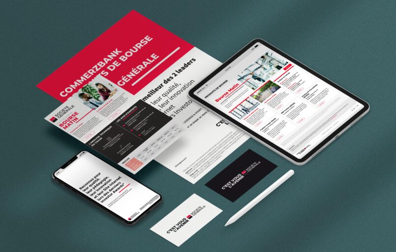 CommerzBank SGCIB Création des communication print et digitales pour le rapprochement entre CommerzBank et Société Générale